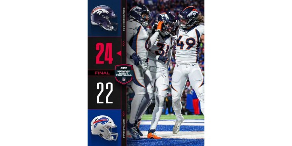 Sieg und Niederlage schwankten, Football-Karneval, die Broncos besiegten die Bills mit 24:22 Sieg und Niederlage schwankten, Football-Karneval, die Broncos besiegten die Bills mit 24:22